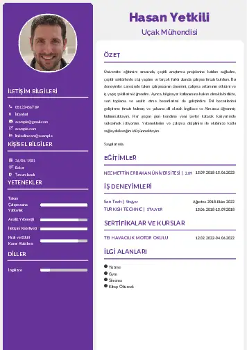 Havacılık Ve Uzay Uçak Mühendisi Cv Örnekleri cv indir